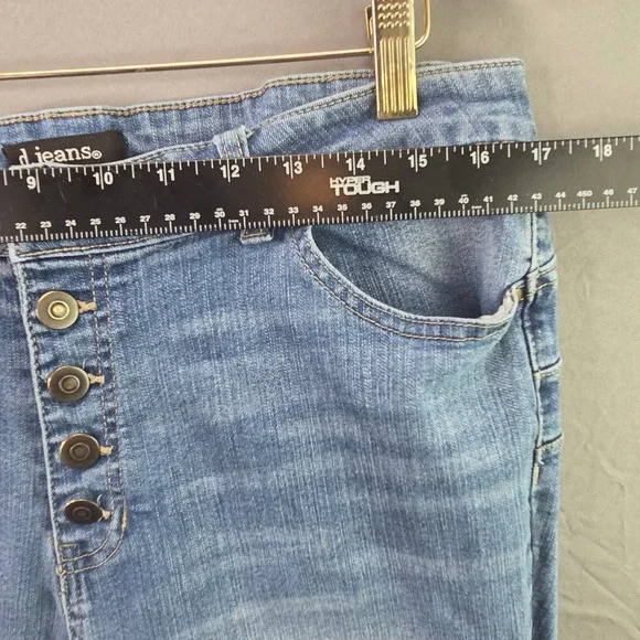 d.jeans Skinny Jeans Womens 16 Blue Button Fly High Rise Stretch Denim - Picture 3 of 7